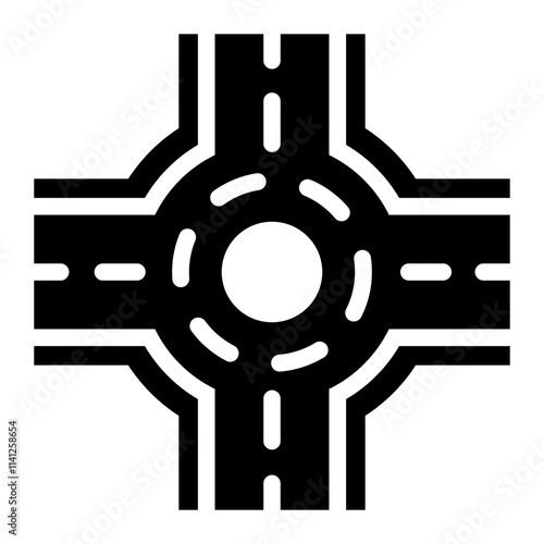 Roundabout glyph icon for driving and road safety