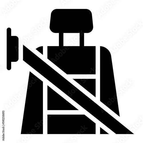 Car Seat With Seatbelt glyph icon for driving and road safety
