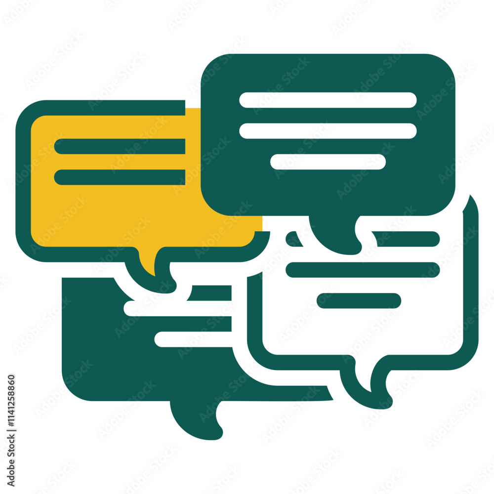 Discussion yellow and green color style icon Discussion yellow and green color style icon