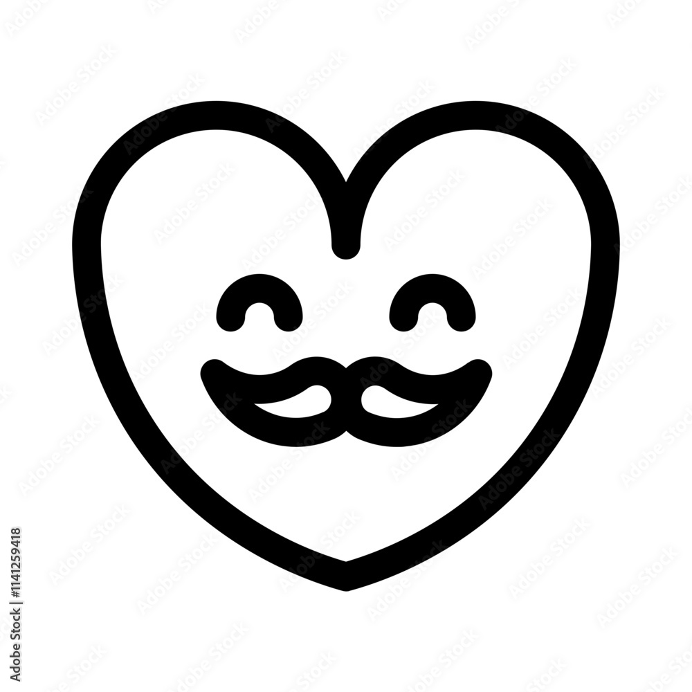happy moustache icon with line style, perfect for user interface projects happy moustache icon with line style, perfect for user interface projects