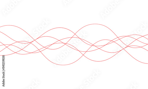 abstract simple red wavy line design can be used background.