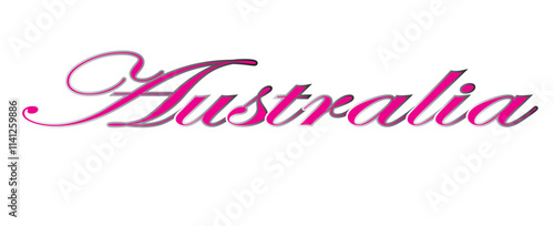 This image showcases the word "Australia" in an elegant, cursive font with a striking gradient color transition from pink to purple. The stylish lettering gives it a sophisticated and modern look.
