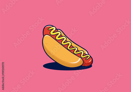vector hotdog illustration with outline