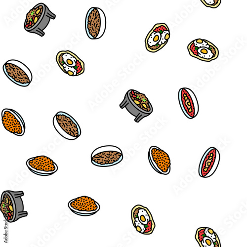 mexican cuisine food dinner vector seamless pattern thin line illustration