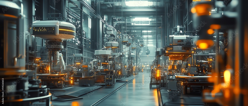 Futuristic Industry 40 factory with robotic systems Futuristic Industry 40 factory with robotic systems