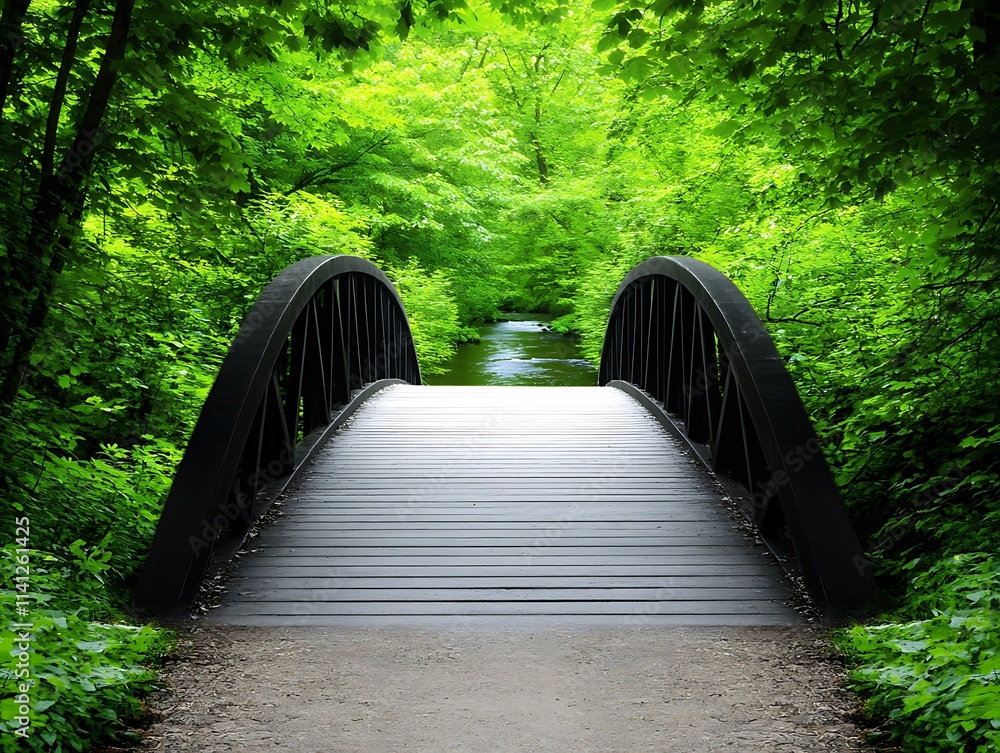 Obraz premium Quiet Moments on a Park Bridge Nature Landscape Peaceful Environment Tranquil View