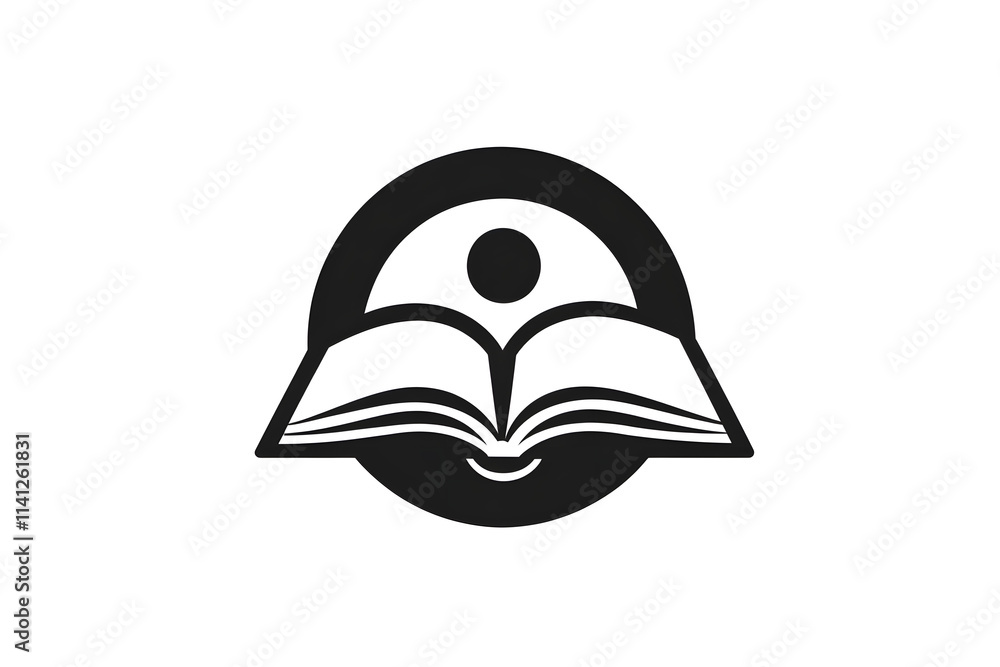 Open book and person logo design, symbolizing education, learning, knowledge, reading, academic growth, wisdom, literacy, and intellectual development in black and white Open book and person logo design, symbolizing education, learning, knowledge, reading, academic growth, wisdom, literacy, and intellectual development in black and white