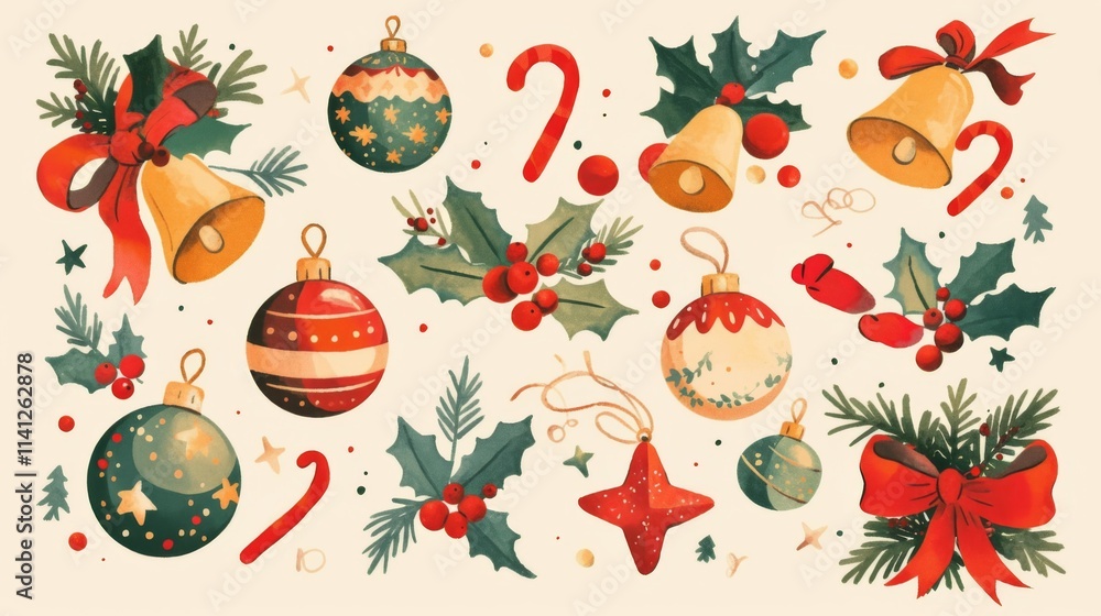 Christmas element clipart in watercolor sublimation design, featuring festive decorations and holiday symbols. Vibrant and artistic seasonal icons, perfect for holiday projects and Christmas designs. Christmas element clipart in watercolor sublimation design, featuring festive decorations and holiday symbols. Vibrant and artistic seasonal icons, perfect for holiday projects and Christmas designs.