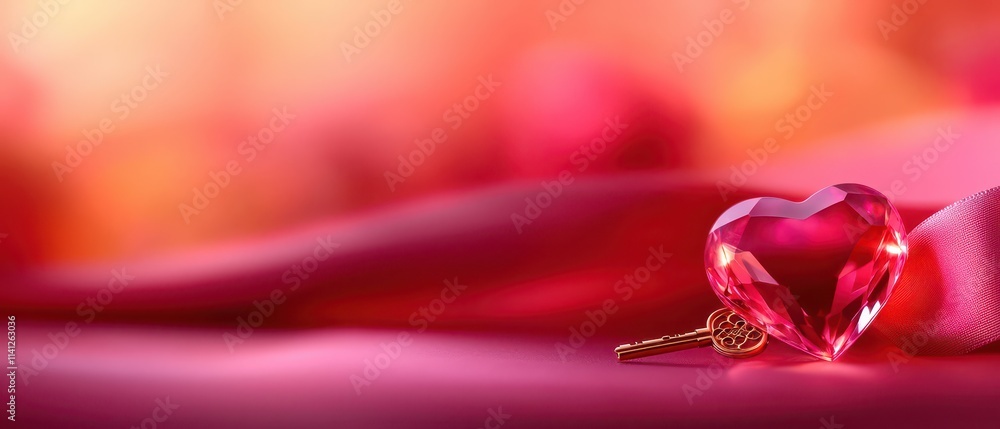 Heart-shaped lock and key Valentine's day design concept. A close-up of a sparkling red heart-shaped gemstone resting on soft fabric, creating a romantic and enchanting atmosphere. Heart-shaped lock and key Valentine's day design concept. A close-up of a sparkling red heart-shaped gemstone resting on soft fabric, creating a romantic and enchanting atmosphere.