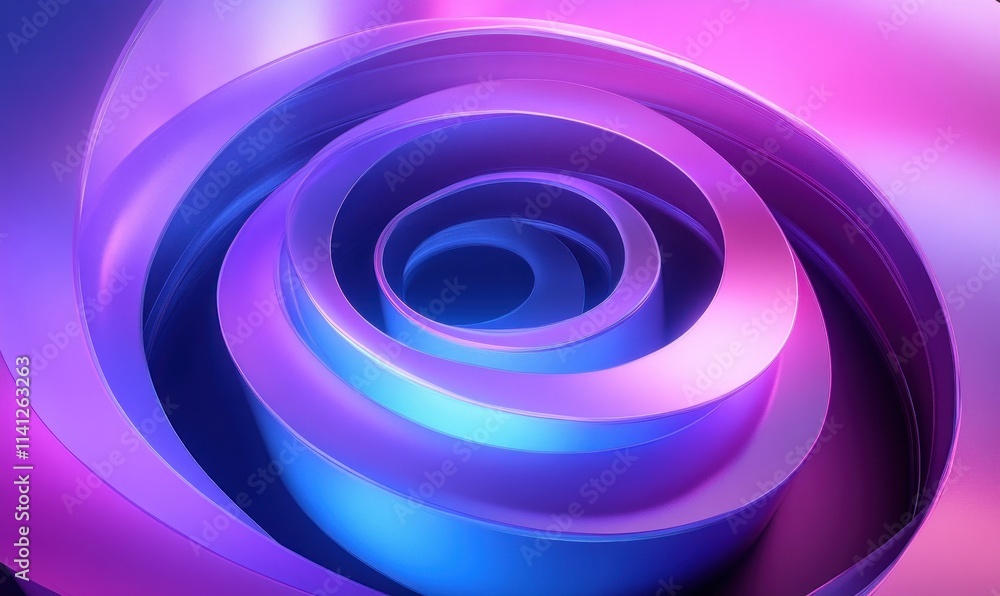 Futuristic Abstract Composition with Spirals in Blue and Purple Colors Futuristic Abstract Composition with Spirals in Blue and Purple Colors