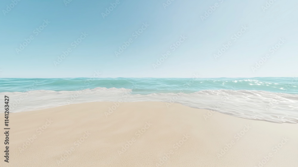 A serene beach scene featuring soft sand and crystal-clear blue waters under a bright sky. A serene beach scene featuring soft sand and crystal-clear blue waters under a bright sky.