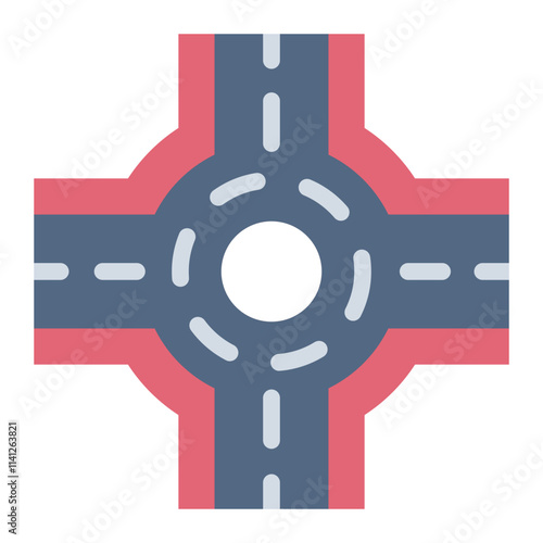 Roundabout flat icon for driving and road safety