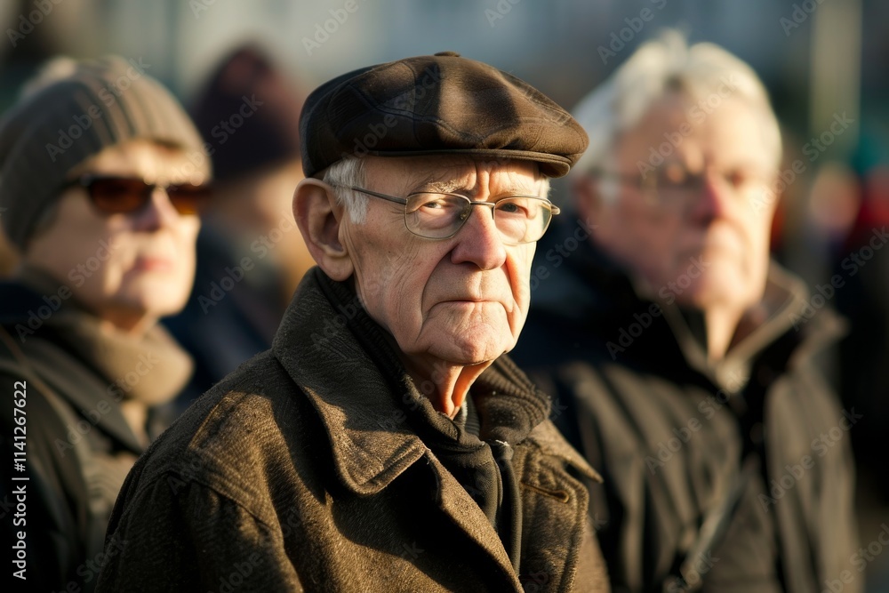 Portrait of an elderly man in a cap and glasses Portrait of an elderly man in a cap and glasses