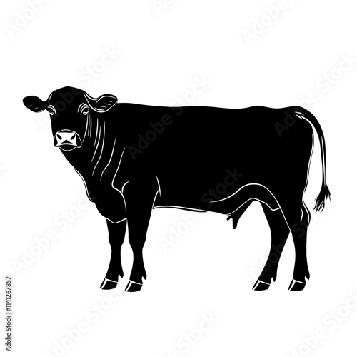 Black silhouette of a cow.