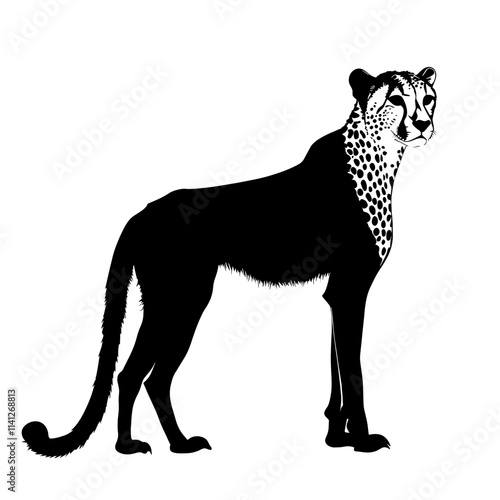 Black and white cheetah silhouette.