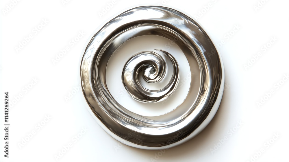 Metallic spiral design, white isolated background Metallic spiral design, white isolated background