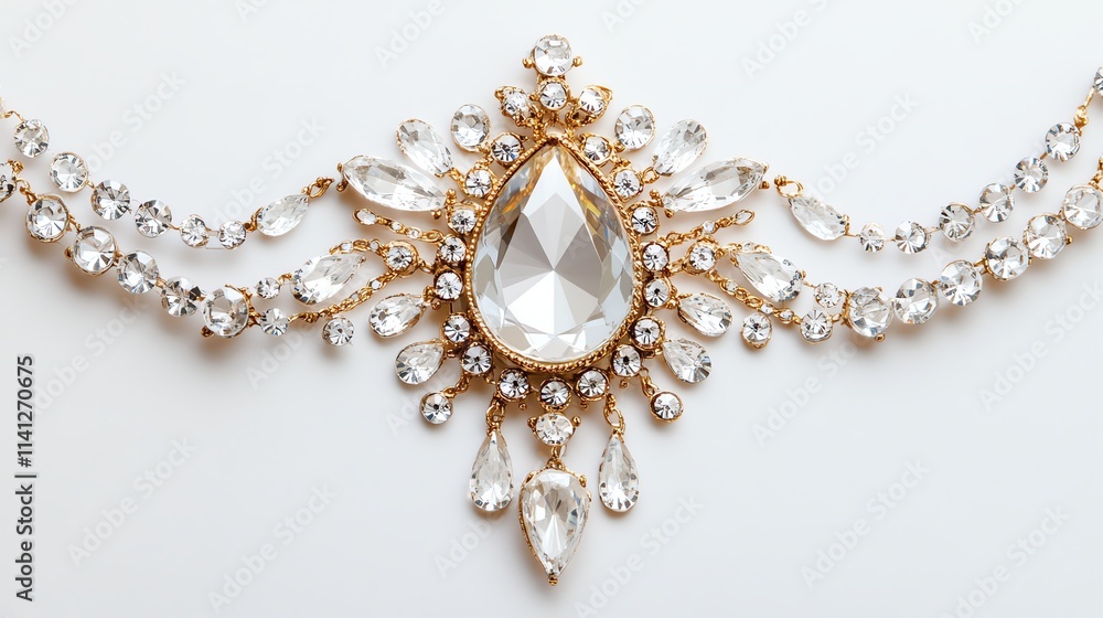 Elegant jewelry piece with sparkling crystals, crafted in gold and silver tones. Elegant jewelry piece with sparkling crystals, crafted in gold and silver tones.