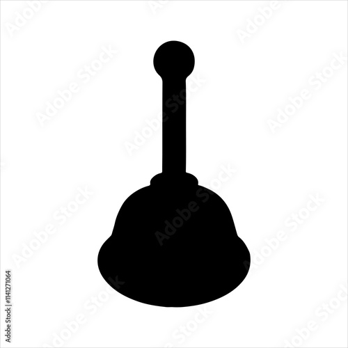 Black toilet plunger silhouette vector illustration on white background