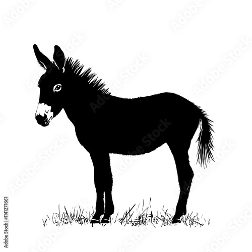 Black and white donkey silhouette.