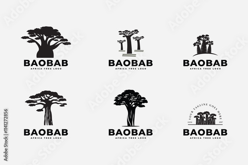 Baobab tree logo icon design template flat vector