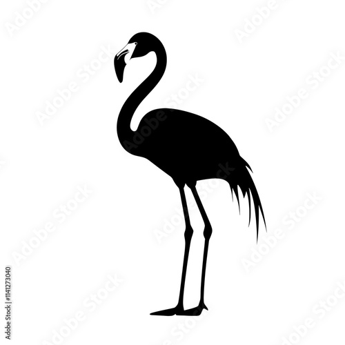 Black silhouette of a flamingo. (1)