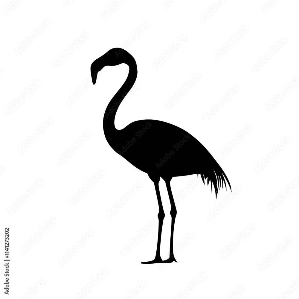 Fototapeta premium Black silhouette of a flamingo.