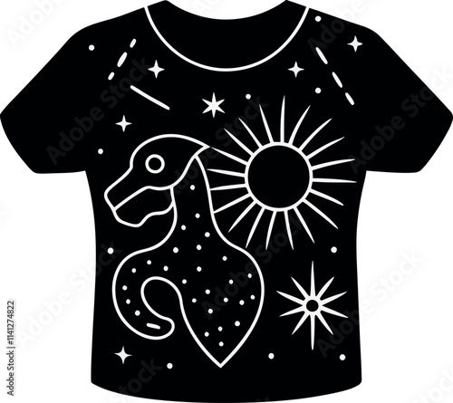 Celestial Cosmic Graphic Tee Design Featuring Stars and Constellations  