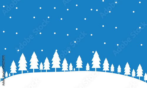 Winter Mountains landscape. Christmas snow nature background. Snowfall on background. Vector illustration