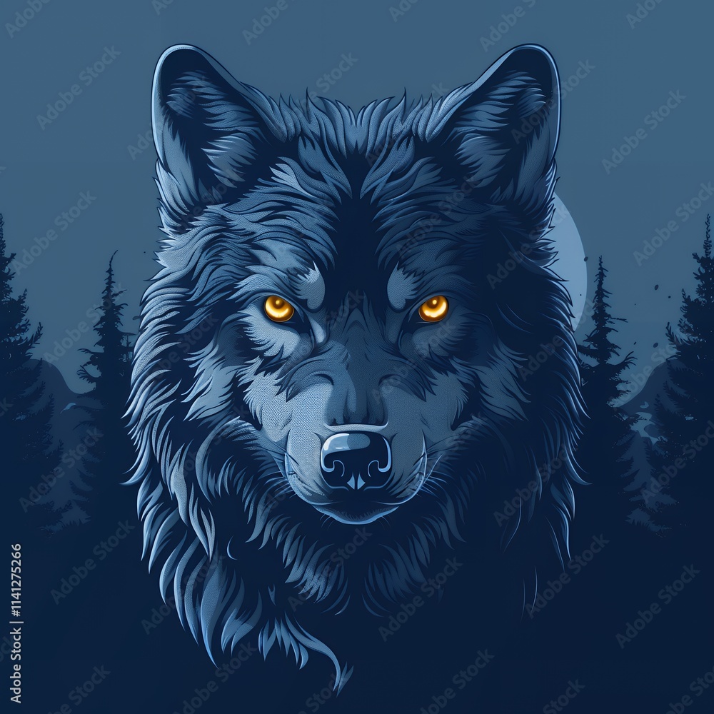 A majestic wolf with glowing eyes stares intensely from the depths of a moonlit forest. Its powerful presence evokes a sense of mystery and wild beauty. A majestic wolf with glowing eyes stares intensely from the depths of a moonlit forest. Its powerful presence evokes a sense of mystery and wild beauty.