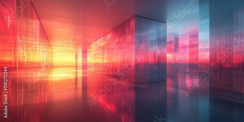 Geometric Blocks with Soft Illumination and Glass-like Textures on Black Background