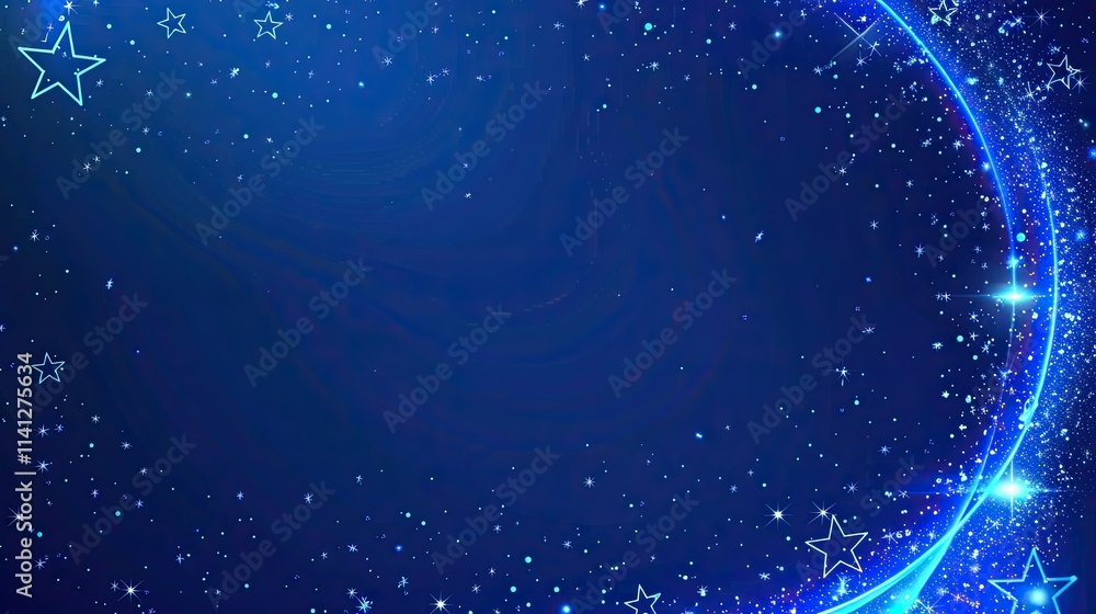 Obraz premium A starry night sky with shimmering stars and a glowing blue border.