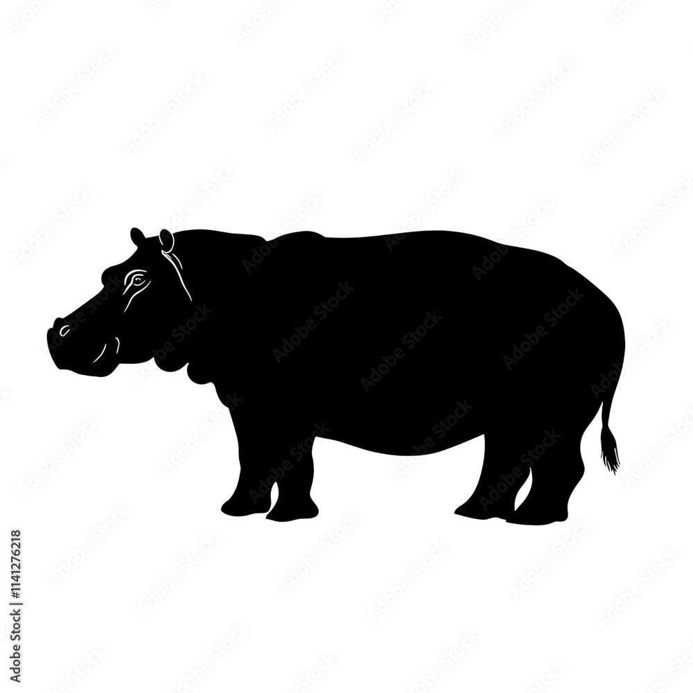Black silhouette of a hippopotamus. Black silhouette of a hippopotamus.