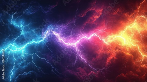 Abstract Lightning Storm Colorful Background Dynamic Electric Art