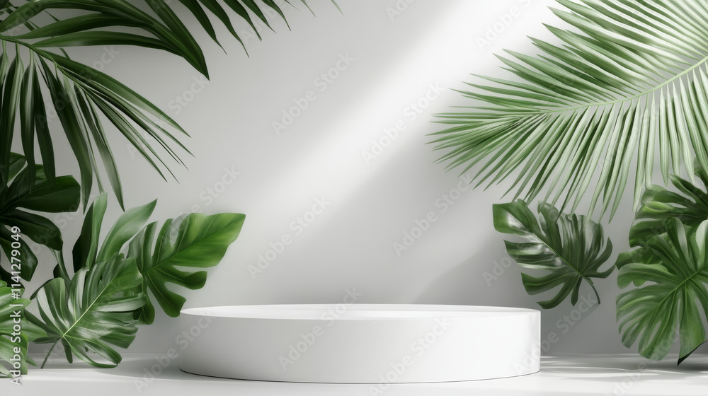 Green plant e-commerce product exhibition booth with white background Green plant e-commerce product exhibition booth with white background