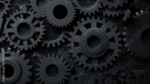 Wallpaper Mural Several black gears, made of steel material Torontodigital.ca