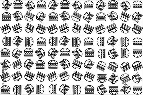 The snack motif is a picture of a burger in black, giving a playful and modern impression. Ideal for fast food packaging designs or casual restaurant themes.