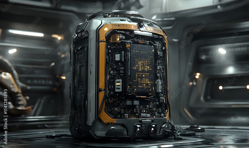 Sci-fi energy pod with circuitry displayed. Sci-fi energy pod with circuitry displayed.