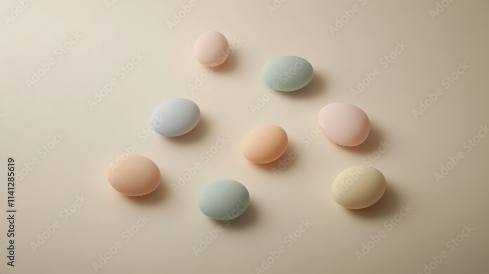 Aesthetic Arrangement of Colorful Eggs on a Soft Beige Background, Perfectly Positioned for Easter Decoration or Culinary Presentation Inspiration Aesthetic Arrangement of Colorful Eggs on a Soft Beige Background, Perfectly Positioned for Easter Decoration or Culinary Presentation Inspiration