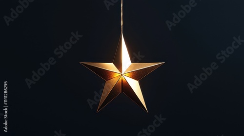 Gold star light hanging on dark backgroundGold star light hanging on dark background photo