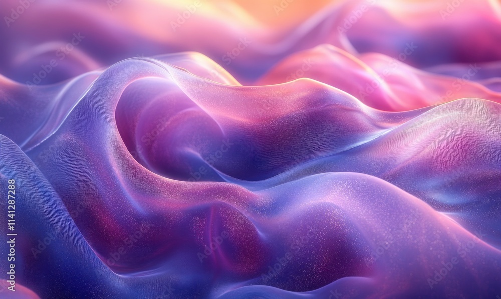 Fototapeta premium Abstract Gradient Curves in Purple and Blue Ambient Lighting