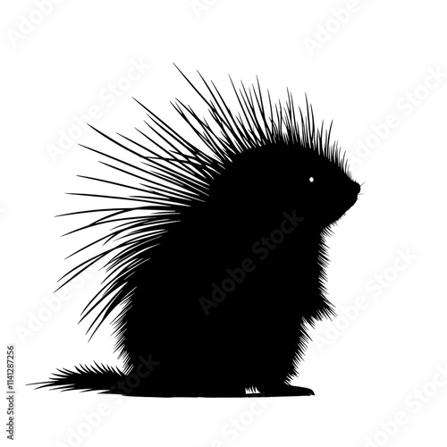 Black silhouette of a porcupine.