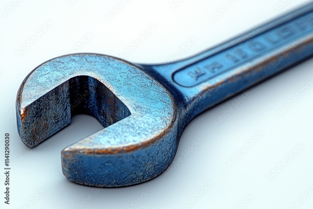 Shiny Metallic Wrench Tool Close-Up Hyper-Realistic Industrial Spanner for Repair Work in Workshop Shiny Metallic Wrench Tool Close-Up Hyper-Realistic Industrial Spanner for Repair Work in Workshop
