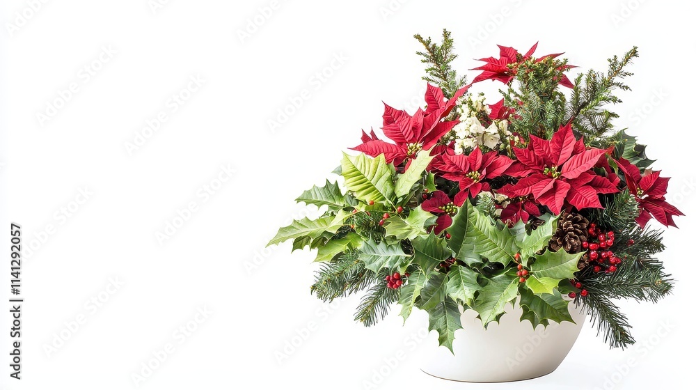 Fototapeta premium Christmas corner arrangement christmas flower plant.