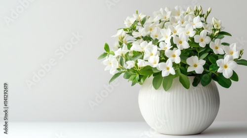 Wallpaper Mural Beautiful white flowers in a modern round vase on a clean surface, showcasing elegance and tranquility, perfect for home decor or botanical themes. Torontodigital.ca