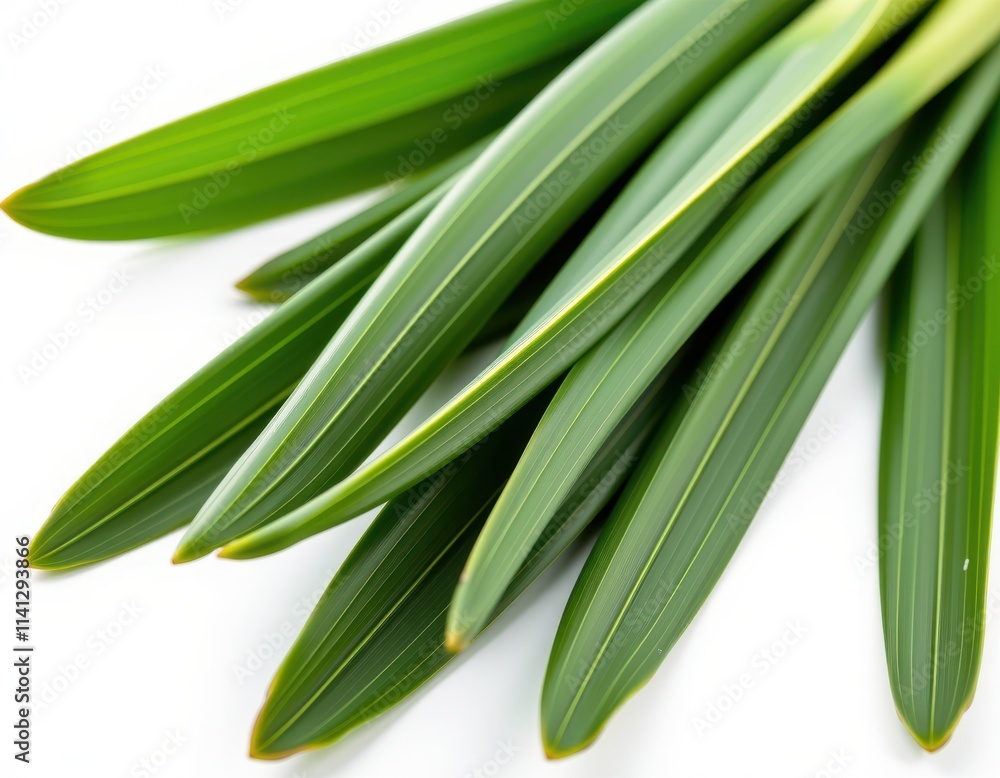 Luscious green palm fronds unfurl against a crisp white backdrop, inviting serenity and tropical charm Luscious green palm fronds unfurl against a crisp white backdrop, inviting serenity and tropical charm