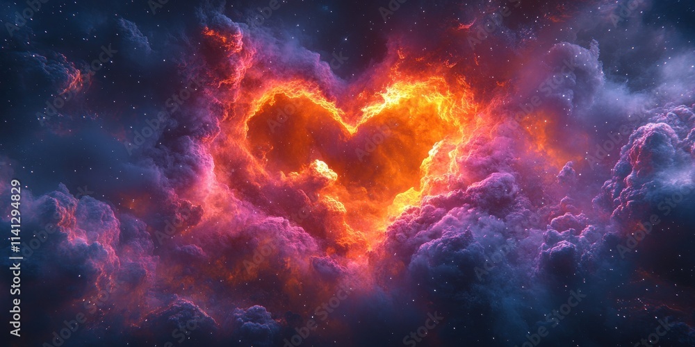 Heart Nebula Cosmic Art with Colorful Gases Deep Space Galaxy Illustration for Love and Romance Heart Nebula Cosmic Art with Colorful Gases Deep Space Galaxy Illustration for Love and Romance