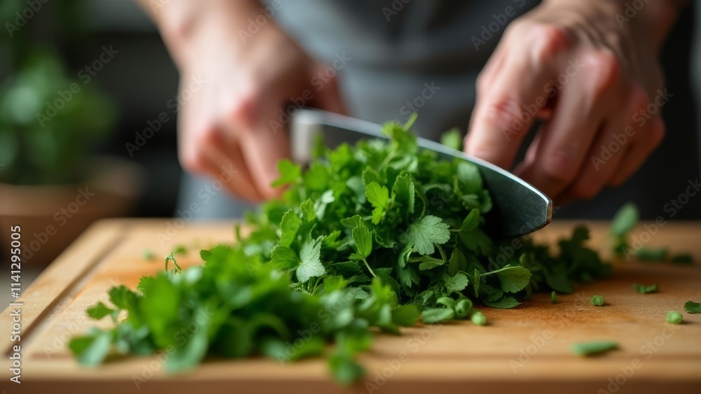 Chopping Fresh Parsley Chopping Fresh Parsley
