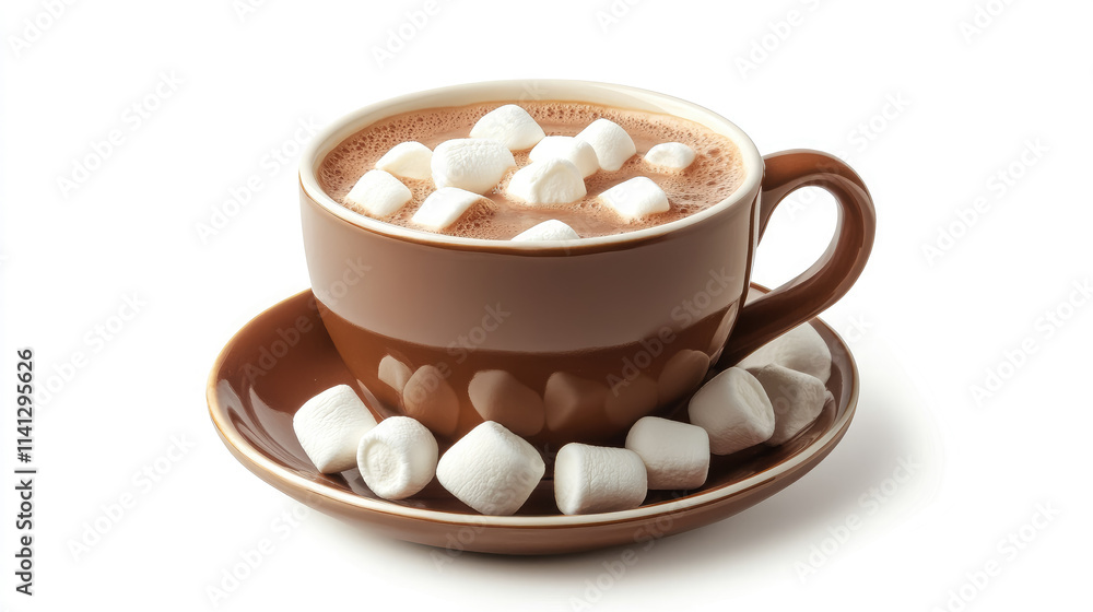 cup of hot cocoa with marshmallows on white background, hot winter drink, liquid chocolate, breakfast, cafe, dessert cup of hot cocoa with marshmallows on white background, hot winter drink, liquid chocolate, breakfast, cafe, dessert