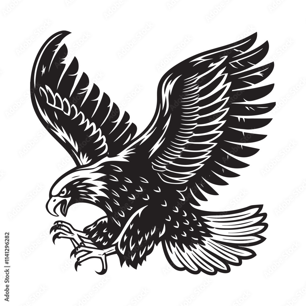 Fototapeta premium vector linocut eagle