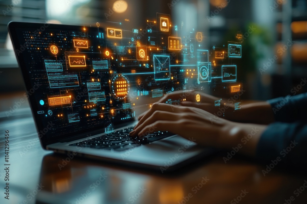 Cyber Security Business Technology Laptop Cyber Insurance Icons Digital Protection Privacy Concept Cyber Security Business Technology Laptop Cyber Insurance Icons Digital Protection Privacy Concept